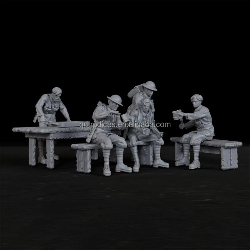 8PCS Custom Painted 3D Printed Resin Soldier Miniature Set Plastic and Paper Tabletop RPG Lunch Miniatures