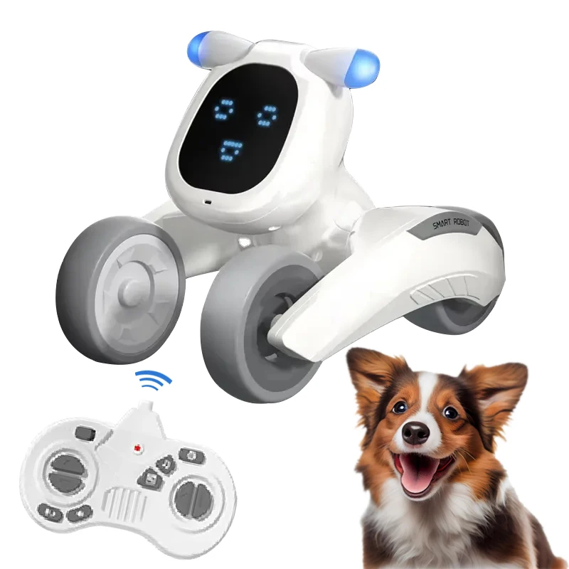 Robot Dog Toy with Face Expression Lights Smart Interactive Talking Robot Toys with Voice Control Touch Sensing Robot Pet