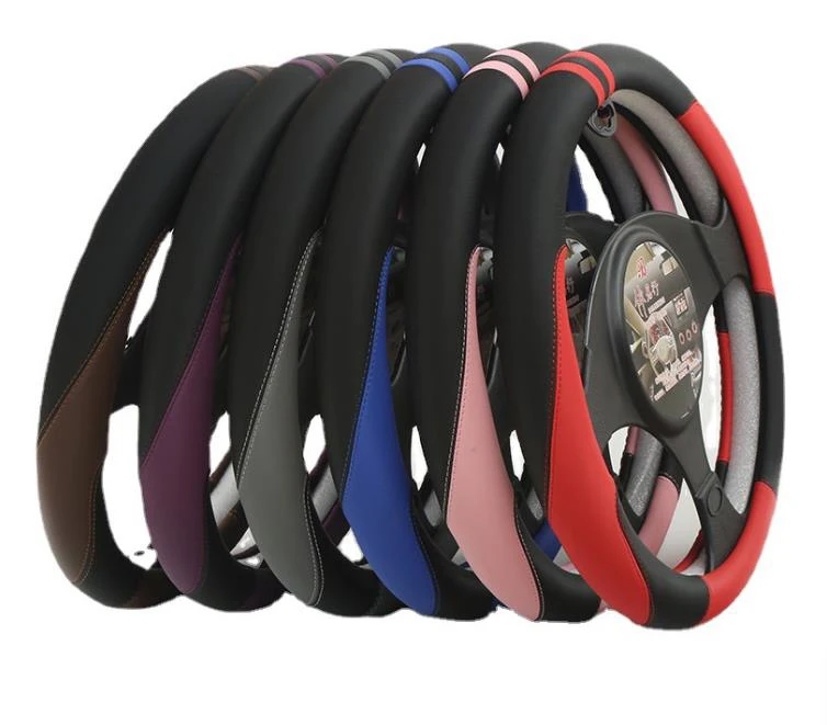 model 3 suit Custom Universal car steering wheel cover Auto Wholesale High Quality Cozy racing PU Leather steering wheel