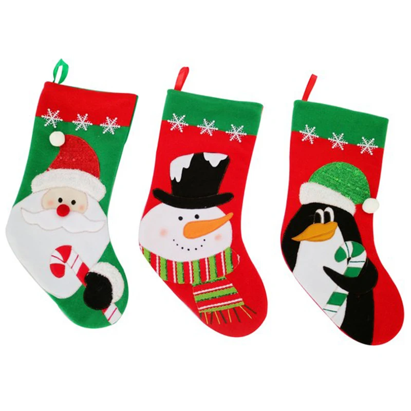 christmas stocking large xmas gift item fireplace hanging decorations santa penguin christmas socks xmas gift stocking