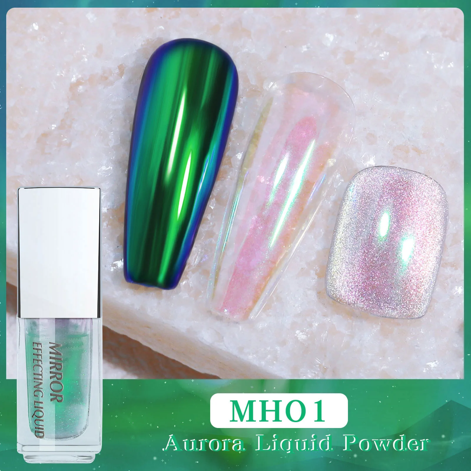 2023 Aurora Liquid Powder Metallic Chrome Nail Polish Magic Glass Mirror Effect Gel Polish Nails Magic Mirror Powder Liquid