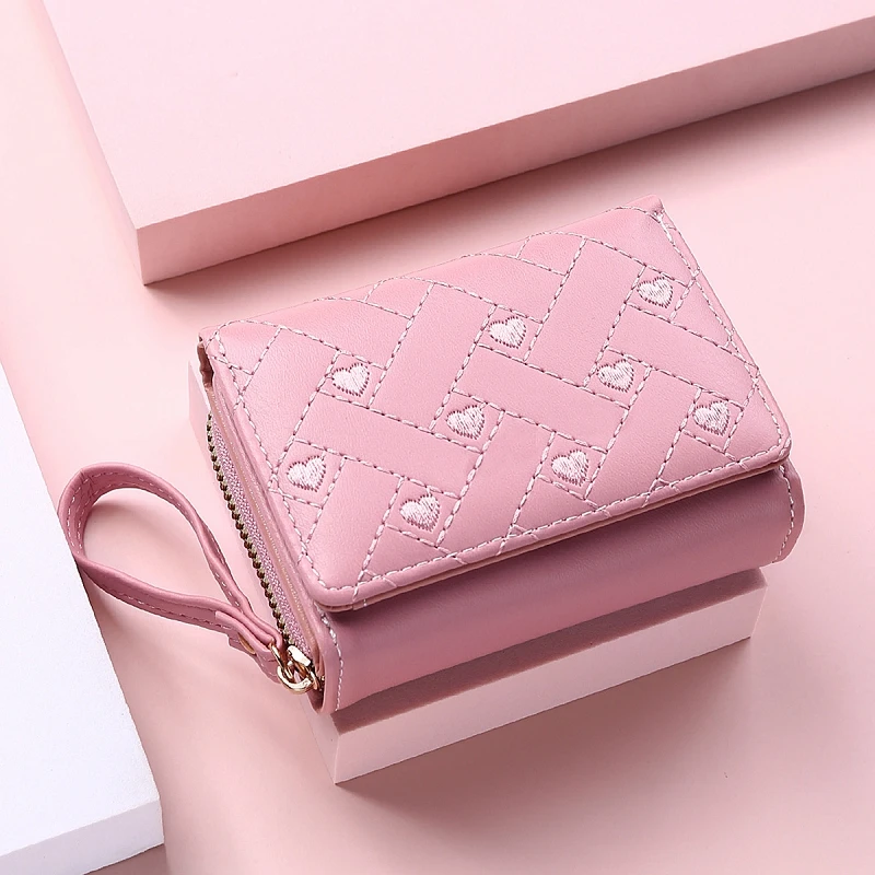 Women Kawaii Cute Designer Lady Mini Wallet Pink Purse Womens Small Genuine Leather Coin Purse