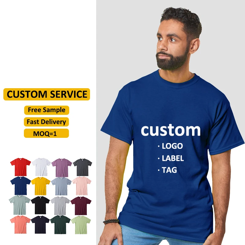 High Quality Plain Mens 100% Organic Cotton Graphic Logo Printed Blank Tshirts T-shirt Custom