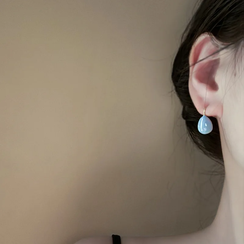 Rainbow Sweet Bean Premium French Colorful Oil Drops and Water Drops Earrings Light Luxury Temperament Girl Earrings