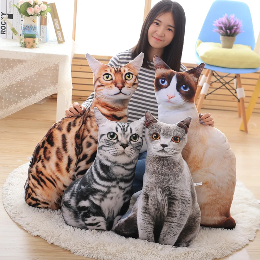 Wholesale Home 3D Animals Shaped 70cm large plush cat pillow animal body pillow cushion