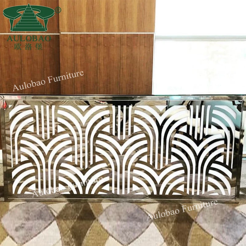 Commercial gold stainless steel metal led light reception bar counter