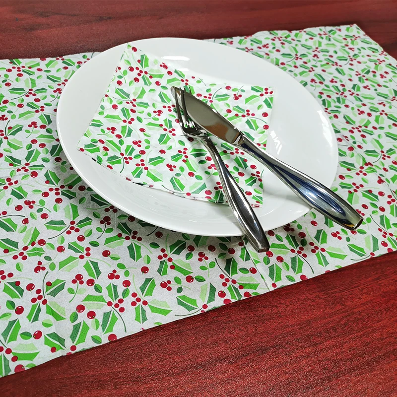 Manufacturer Direct Food Grade Virgin Wood Pulp 1 Ply 50 Sheets Printed Paper Napkins Serviette