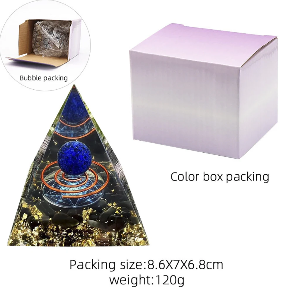 1 pc Natural Crystal Ball Pyramid Ornament Resin Glue Wrapped Crystal Gravel Home Small Ornament Box Popular Crafts