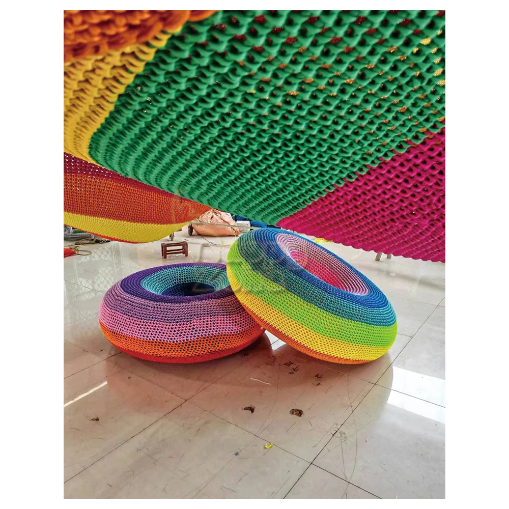 Honeycomb Rainbow Climbing net Indoor Playground Equipment Crocheted Rope Net for outdoor playground indoor crochet playground