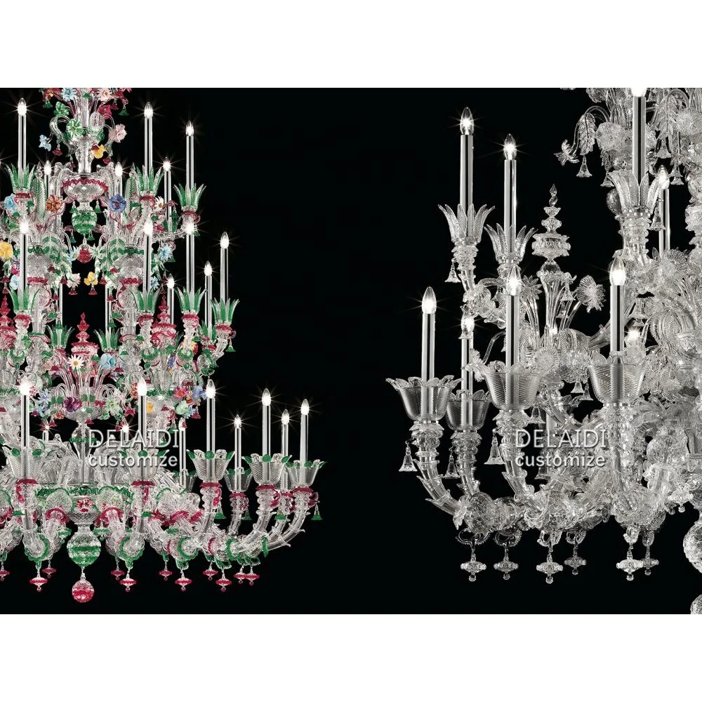 Large luxury italy design chandelier hand blown glass flower hanging lights villa living room hotel lobby murano lamps