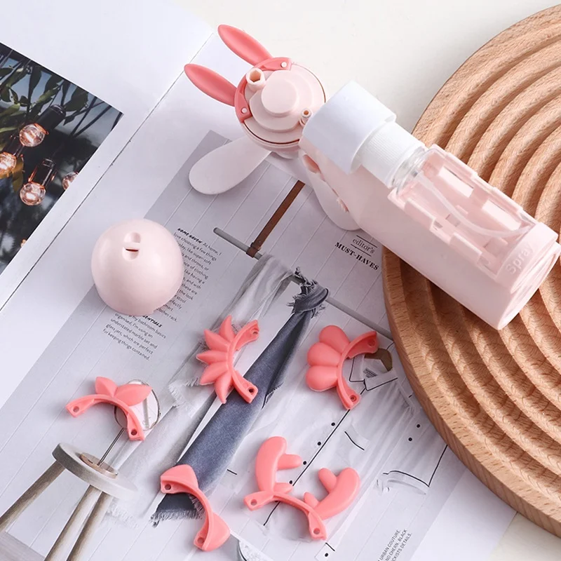Free Sample Cartoon Animal Shape Handheld Water Spray Humidifying Spray Mini Fan