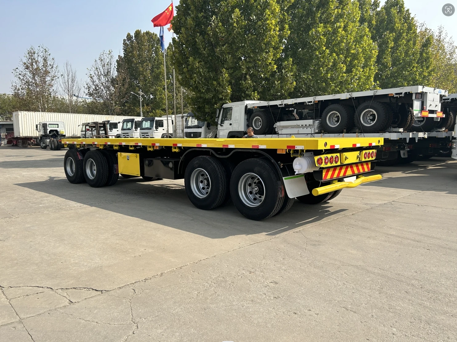 Best Price 3/4 Axle Tri-Bead Turntable 20/40FT Full Farm Trailer Transport Cargo and Container Drawbar Trailer for Sale