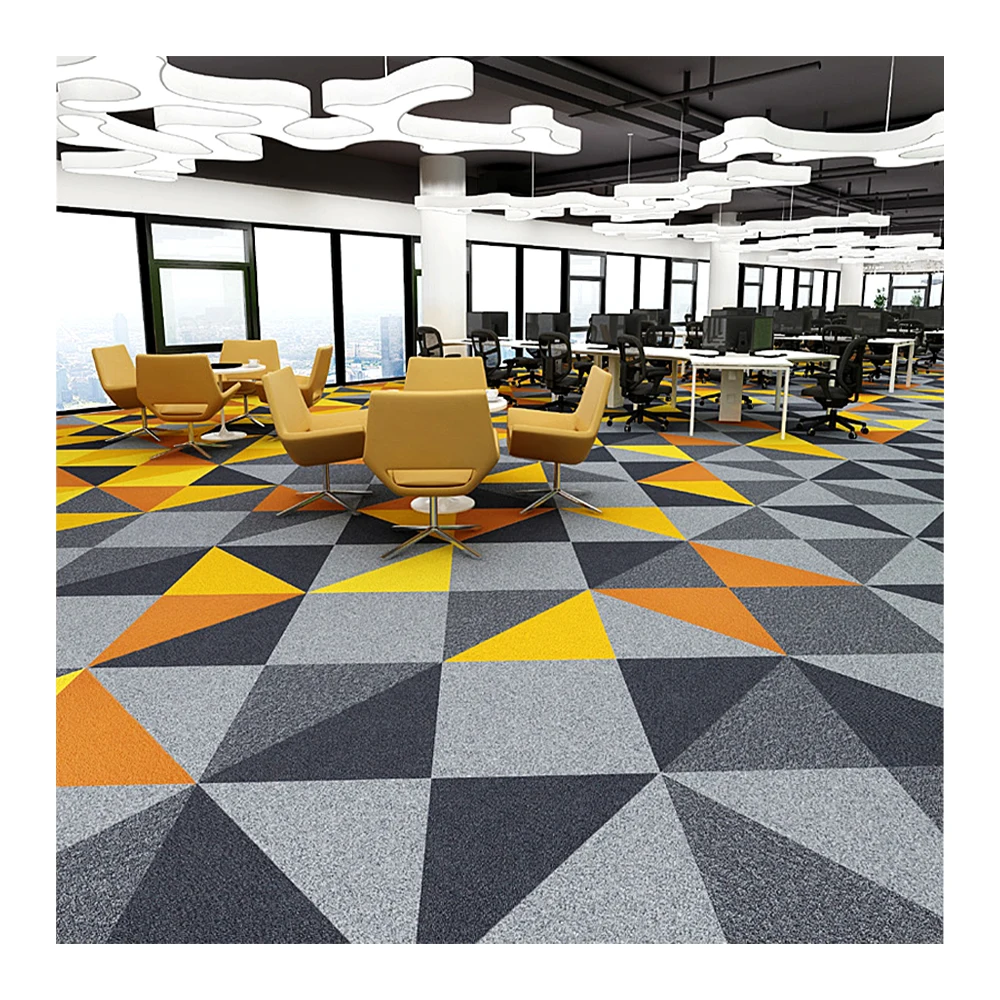 Коммерческая офисная нейлоновая цветная ковровая плитка из ПВХ квадратная однотонная