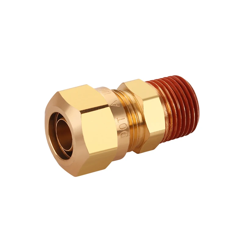 Straight Union DOT Air Brake Brass Compression Fitting with NPT Male Thread