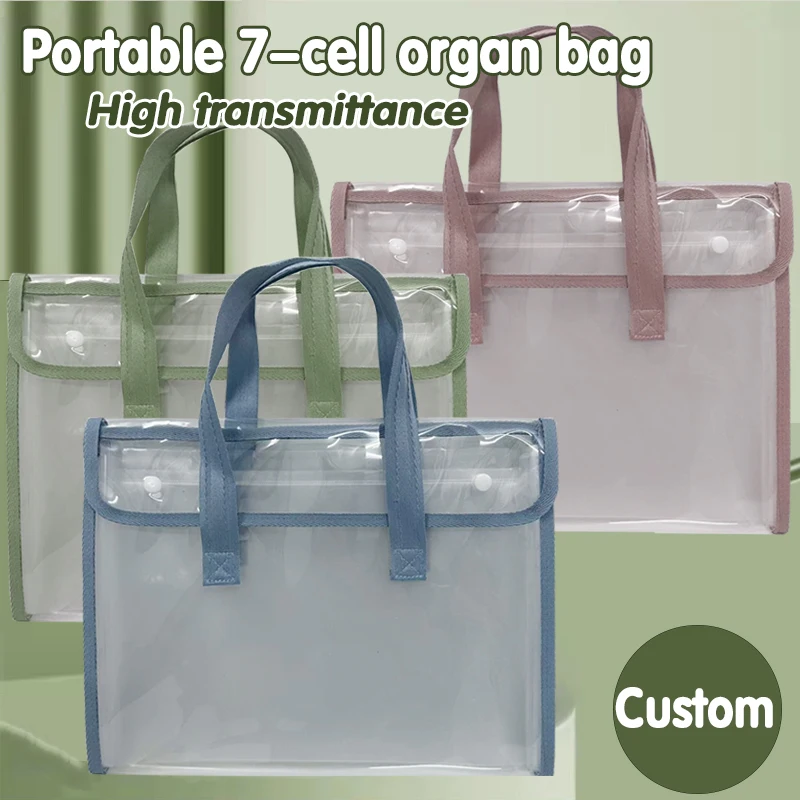 PVC waterproof seven compartment large capacity transparent visible and easy to take, printable storage bag