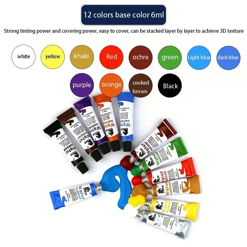 Opeth 0.2oz/6ml 12 Colors Acrylic Paint Set With Brush DIY Painting Graffiti Paint Professional Art Supplier