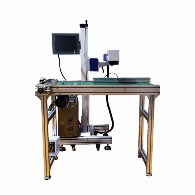 CO2 UV Fiber online flying laser marking machine optical fiber with Conveyor belt laser marking machine price
