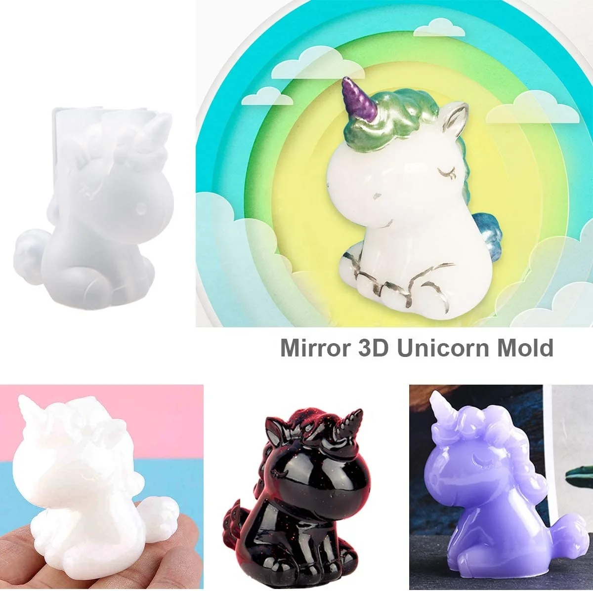 3D Animal Resin Mold Tools Set Resin Casting Molds Large Clear Unicorn Rabbit Cat Paw Epoxy Silicone Molds for Resin Craft DIY
