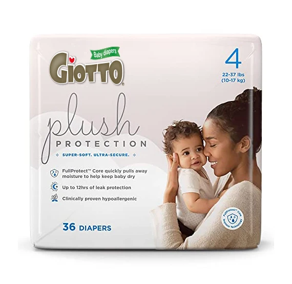 GIOTTO OEM ODM Made Without Chlorine Processing, Artificial Fragrance Good Baby Diaper, 36 Count