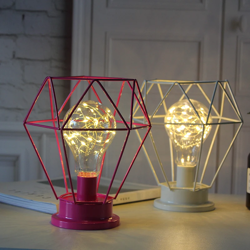 
Factory Direct Sales Wrought Iron Decorative Led Lantern Battery Powered Desktop Light 