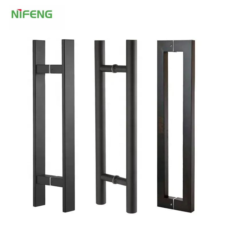 ss shower screen h type tempered handle wooden large glass square pull bathroom stainless steel glass door handle for glass door