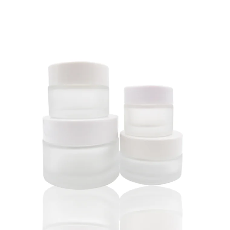 Empty Luxury 5g 10g 15g 20g 30g 50g 100g Skin Face Body Cream Cosmetic Frosted Clear Glass Jar with Plastic Black Cap