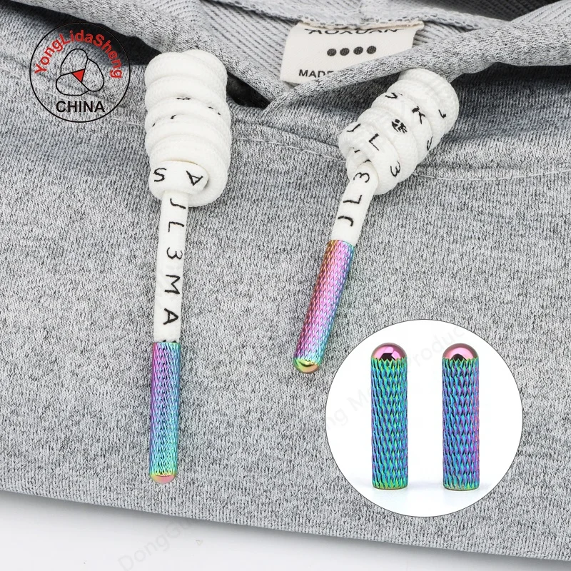 Custom Rainbow Color Round Hoodie string With Tip Ends shoelaces with Tip