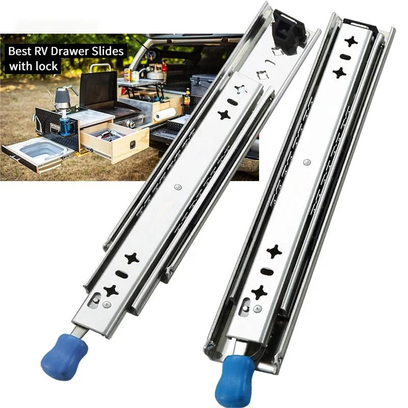 SNEIDA 1200mm 3 Fold Full Extension Slide Track with Lock Camper Rail Slides Cold Rolled Steel for Truck Bodies