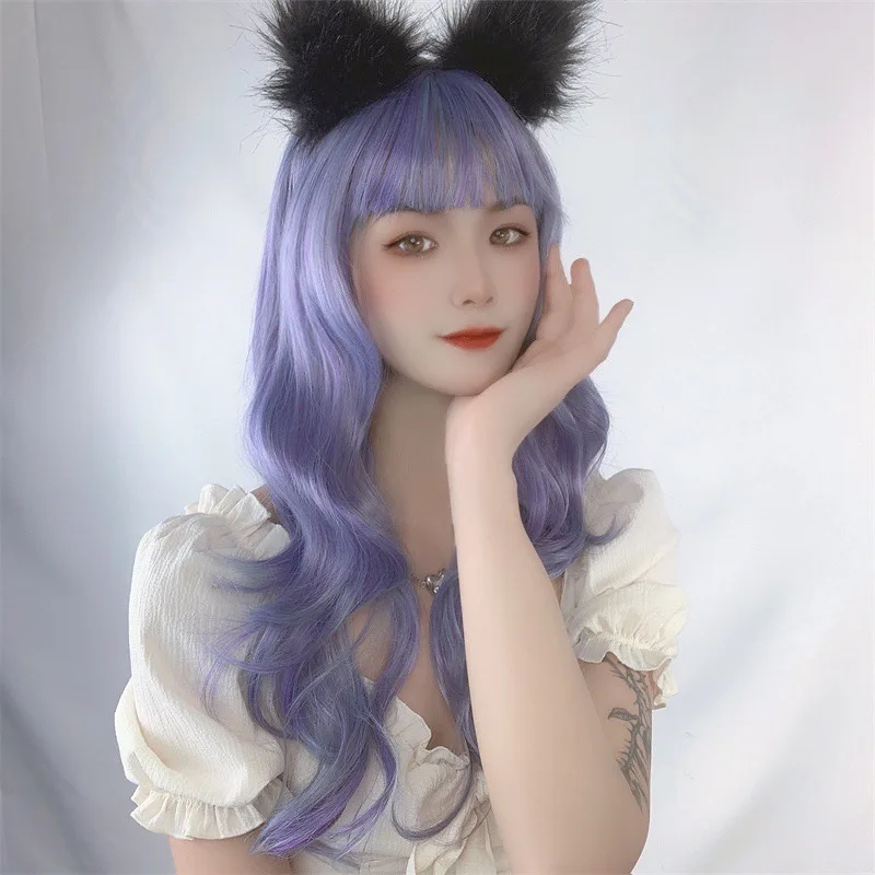 Long hair natural full head cover long curly hair Internet celebrity big wave temperament artificial human hair wig