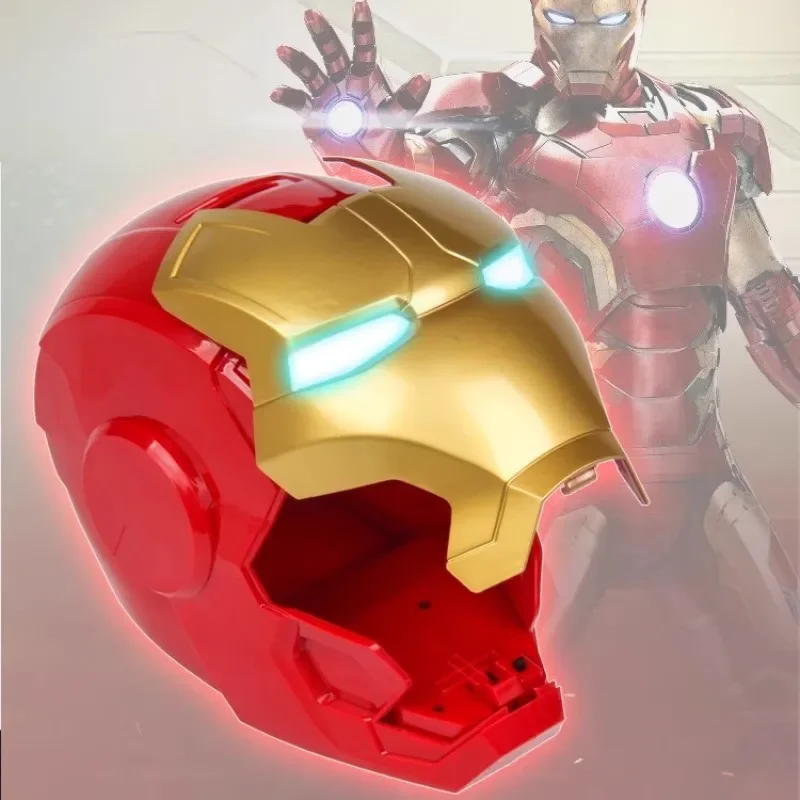 Marvel Helmet Ironed Man Password Lock Piggy Bank Glowing Eyes Periphery Sculpture Model Desktop Ornament Gift Toys Game