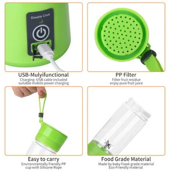 SYW Mini USB Rechargeable Home Blender And Mixer 6 blades Juice Plastic Electric Juicer Cup Portable Blenders