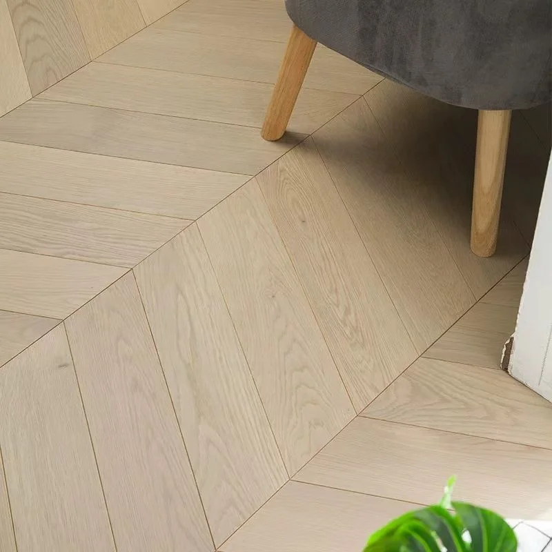 Japanese Herringbone Parquet White Oak 3-layer Solid Wood Flooring Household Lock Retro Simple Chevron Composite Wooden Floor