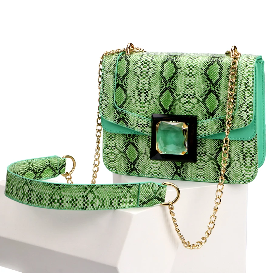 New Fashion Wholesale Casual Chain Women Simple Shoulder Bag Ladies Designer Snake Pattern Handbags PU Messenger Bags