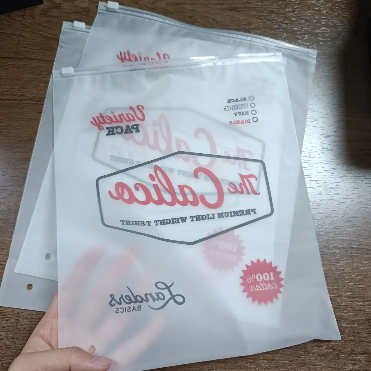 Customize Logo printed Frosted PVC Clothing Packaging Plastic Zipper Bag For Cosmetic Swimwear zip lock pouch