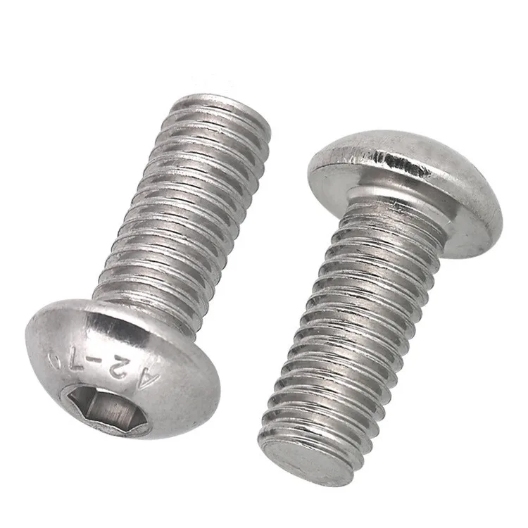 Manufacturer Stock Stainless Steel 304 M2 M3 M4 M5 M6 M8 Hex Socket Screw Round Head Bolts ISO7380