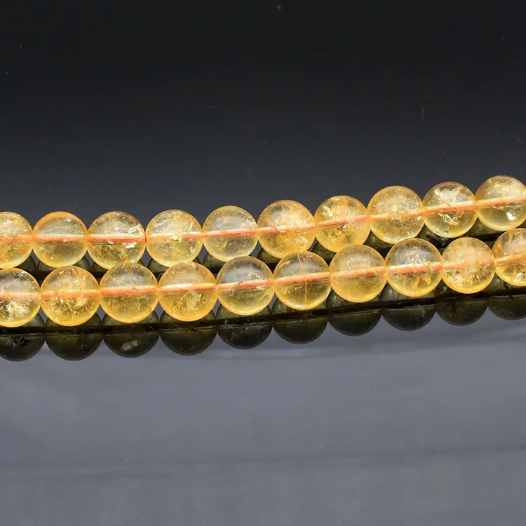 High Quality Round Citrine Beads Lemon Rock Crystal Gemstone Loose beads Citrine Stone for Jewelry Bracelet Necklace Making