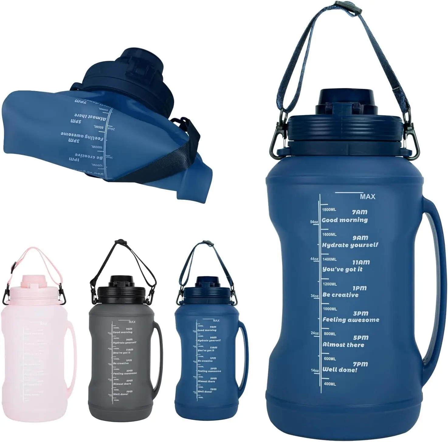 Collapsible Water Bottles Cups Leakproof Valve Reusable  Silicone Foldable Travel Water Bottle Cup for Gym Camping Hiking Travel