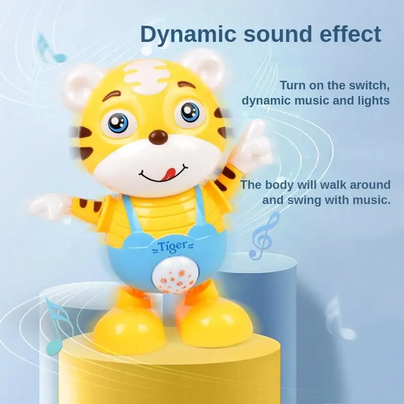 2024 Best Selling Cartoon Tiger Rabbit Dancing Toy With Lights And Music Early Education Music Toys