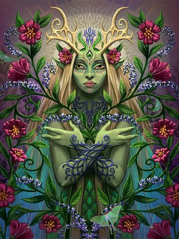 FIYO DIY 5D Flower Witch Diamond Painting Full Drill Kits Home and Kitchen Fashion Crystal Rhinestone Cross Stitch Embroidery