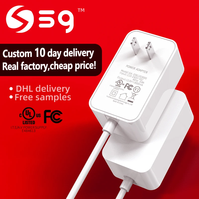 
12V 3A US Standard UL FCC certificated American standard portable fashion Power Adapter 36W 12V3A power supply AC to DC adapter 
