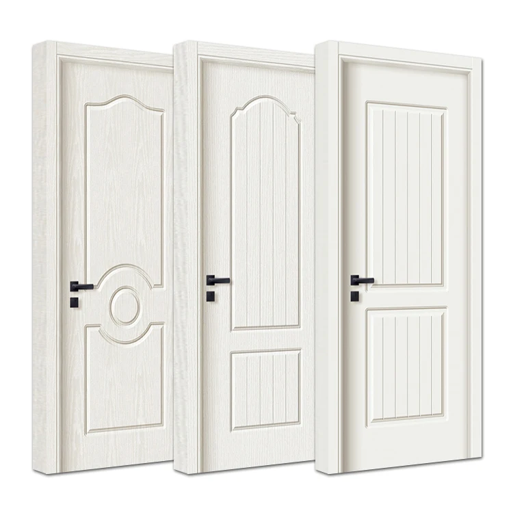 Modern Indoor Room Wood Doors Design Home Hotel Interior Bedroom Soundproofing Plain White Color Solid Wooden Door for Sale