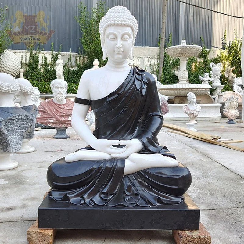 High Quality Stone Carvings And Sculptures White Marble Stone Sitting Buddha Statue