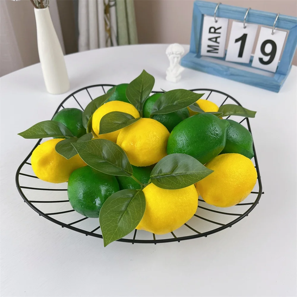 Wholesale Yellow Green Color Artificial Foam Lemon For Teaching Photography Props Home Decoration Artificial Fruit Hot sales