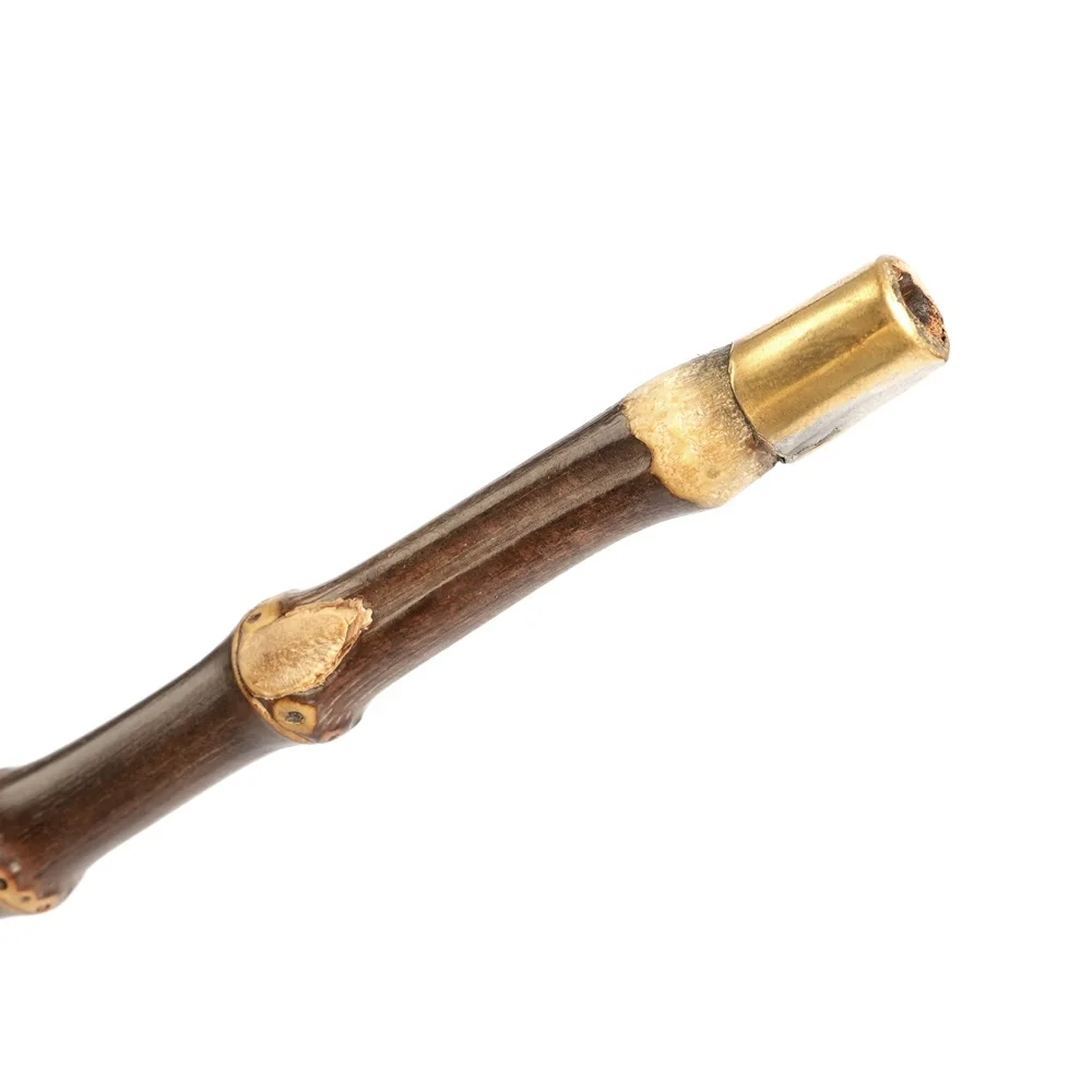 Natural Bamboo Hand Carved Tobacco Pipe Metal Bowl Long Stem Smoking Pipes