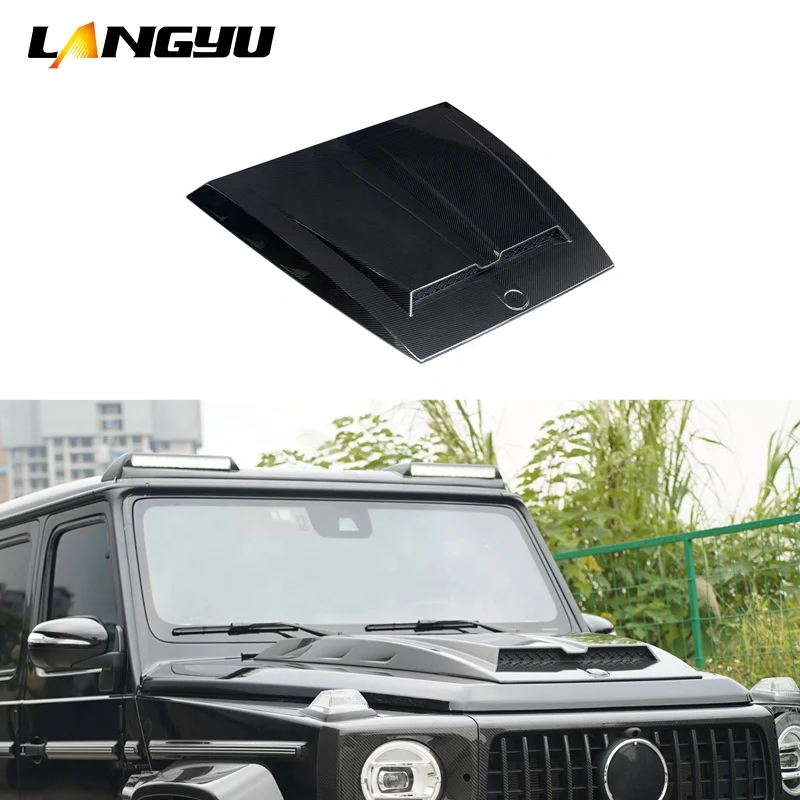 Car Exterior Parts W464 Dry Carbon Fiber Engine Hood RoofLights For Mercedes-Benz G Class W464 Rear Spoiler Spare Cover