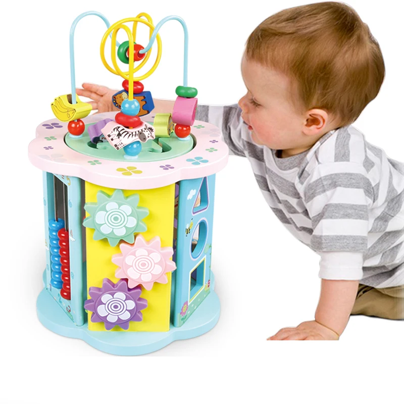 Wholesale Wooden Abacus Maze Beads Toys Traditional Educational Kids Toys Customized Multifunctional 5 in 1 18 Sets