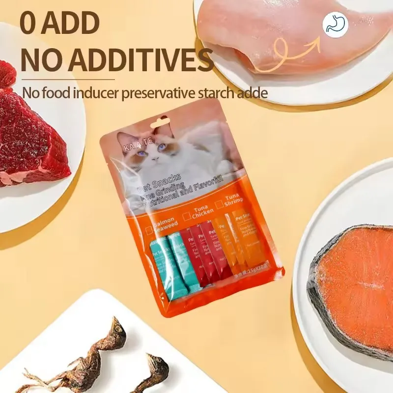 OEM ODM 100% Natural cat treats high protein Seafood Flavor Wet Food Liquid Pet food Cat Snack