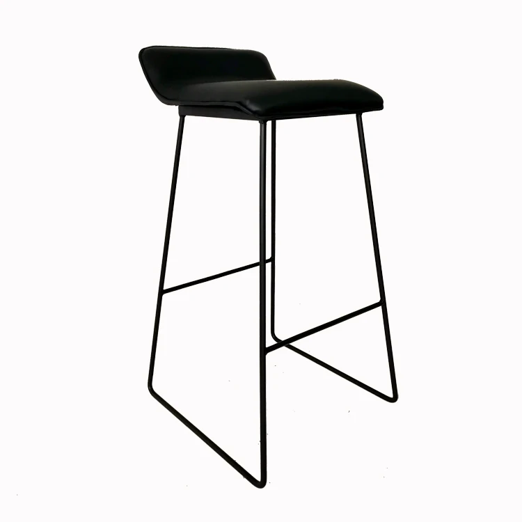 Iron Leg Modern Restaurant Kitchen High Chair Stool with Leather Seat for Bar Counter Table Simplicity Style Metal Bar Furniture