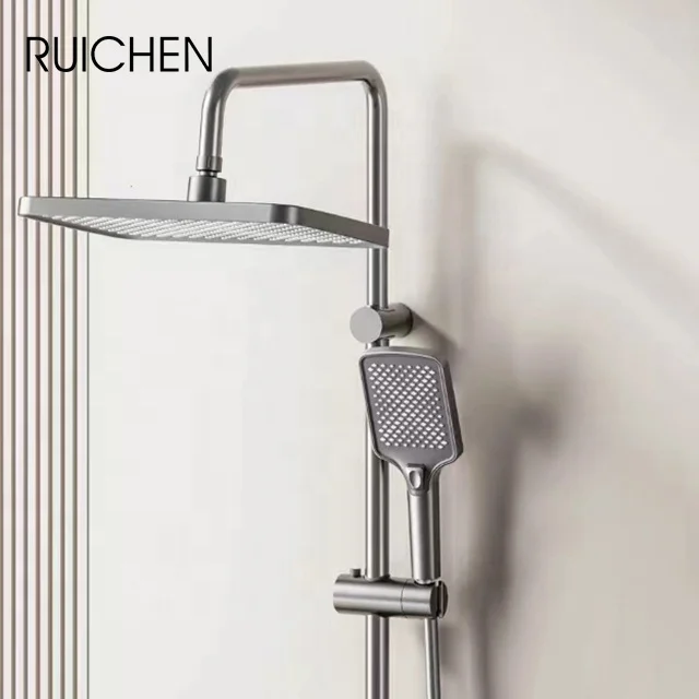 Top Gun Gray Bathroom piano Key Shower Faucet Shower System With Temperature Display