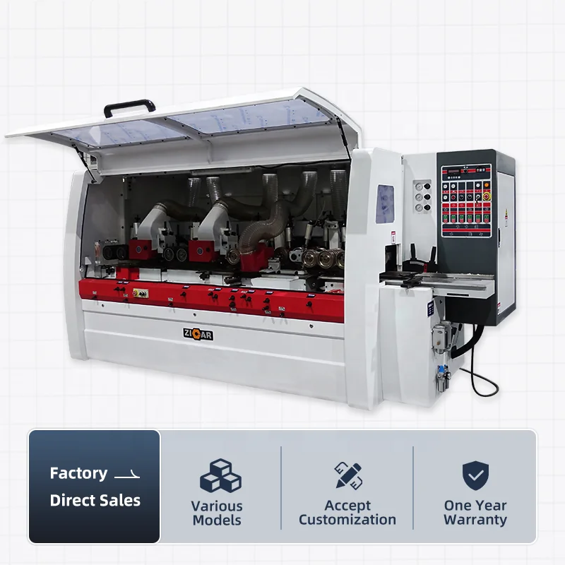 ZICAR Solid Wood Floor Making Spindle Moulder Machine 4 Sided Timber Wood Planer Four Side Planner Machine